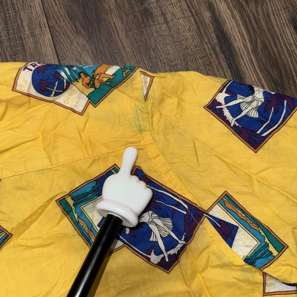 Vintage Chaps Ralph Lauren Hawaiian Shirt Hula Girls Yellow Men's Size Large